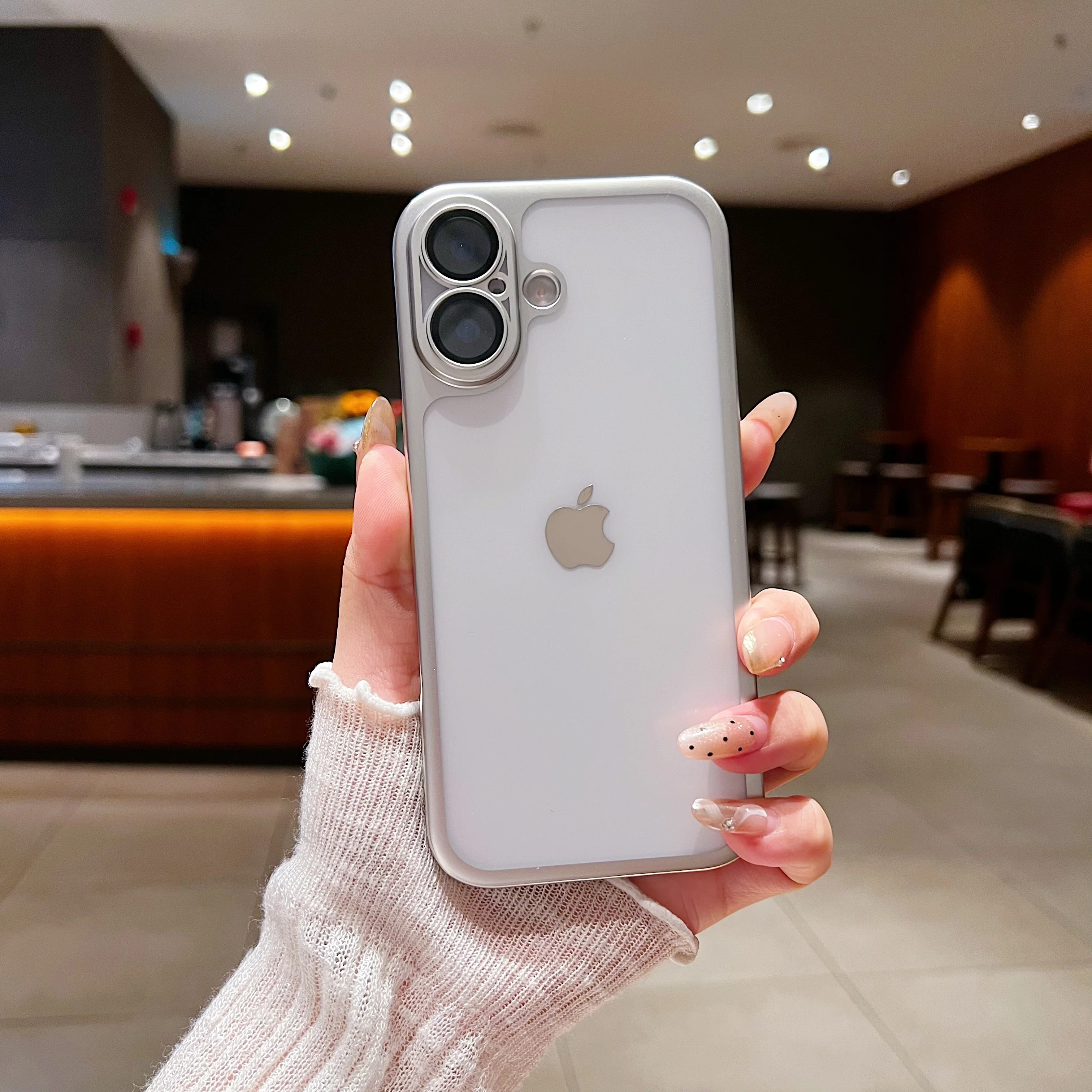 LuxuryKase Hybrid Frosted Clear Case | Matte Hard Back Cover | Metallic Frame | Shockproof Slim Design | Anti-Fingerprint | In-Built Camera Lens Protection For iPhone - Image 11