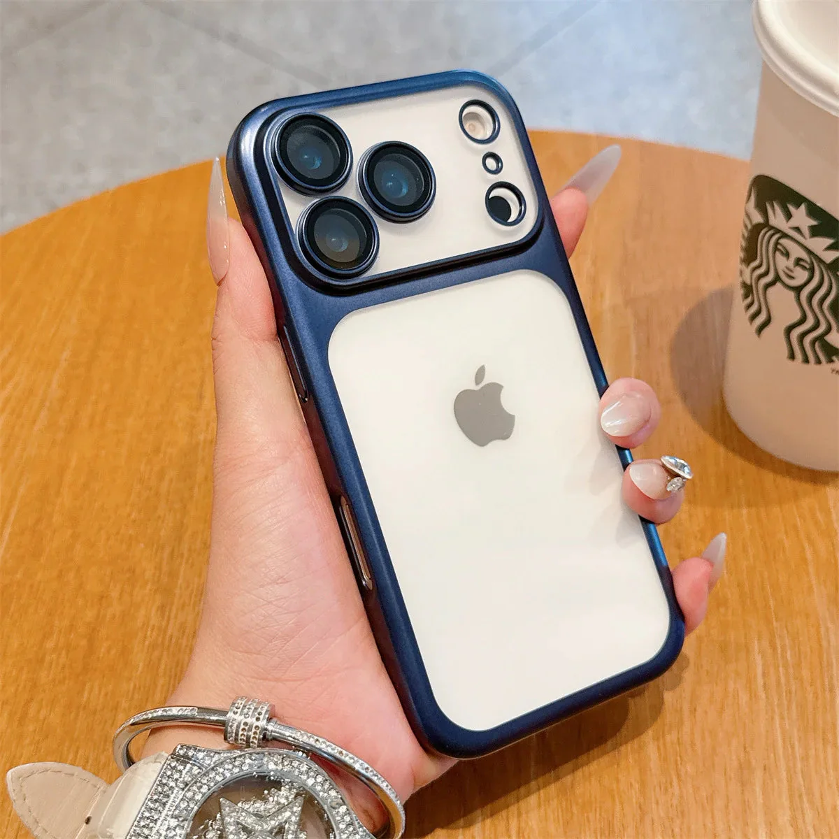LuxuryKase Hybrid Frosted Clear Case | Matte Hard Back Cover | Metallic Frame | Shockproof Slim Design | Anti-Fingerprint | In-Built Camera Lens Protection For iPhone - Image 13