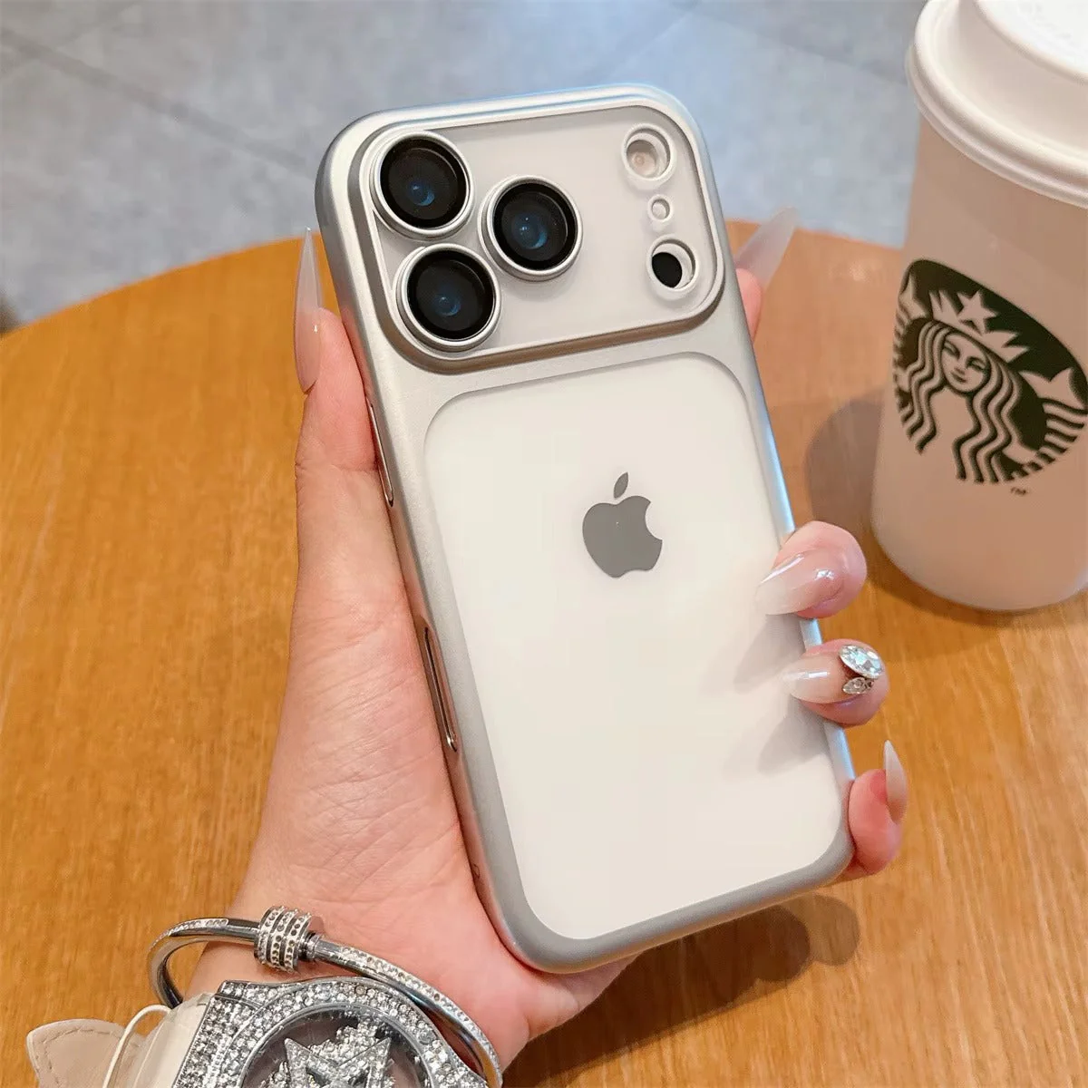 LuxuryKase Hybrid Frosted Clear Case | Matte Hard Back Cover | Metallic Frame | Shockproof Slim Design | Anti-Fingerprint | In-Built Camera Lens Protection For iPhone - Image 15