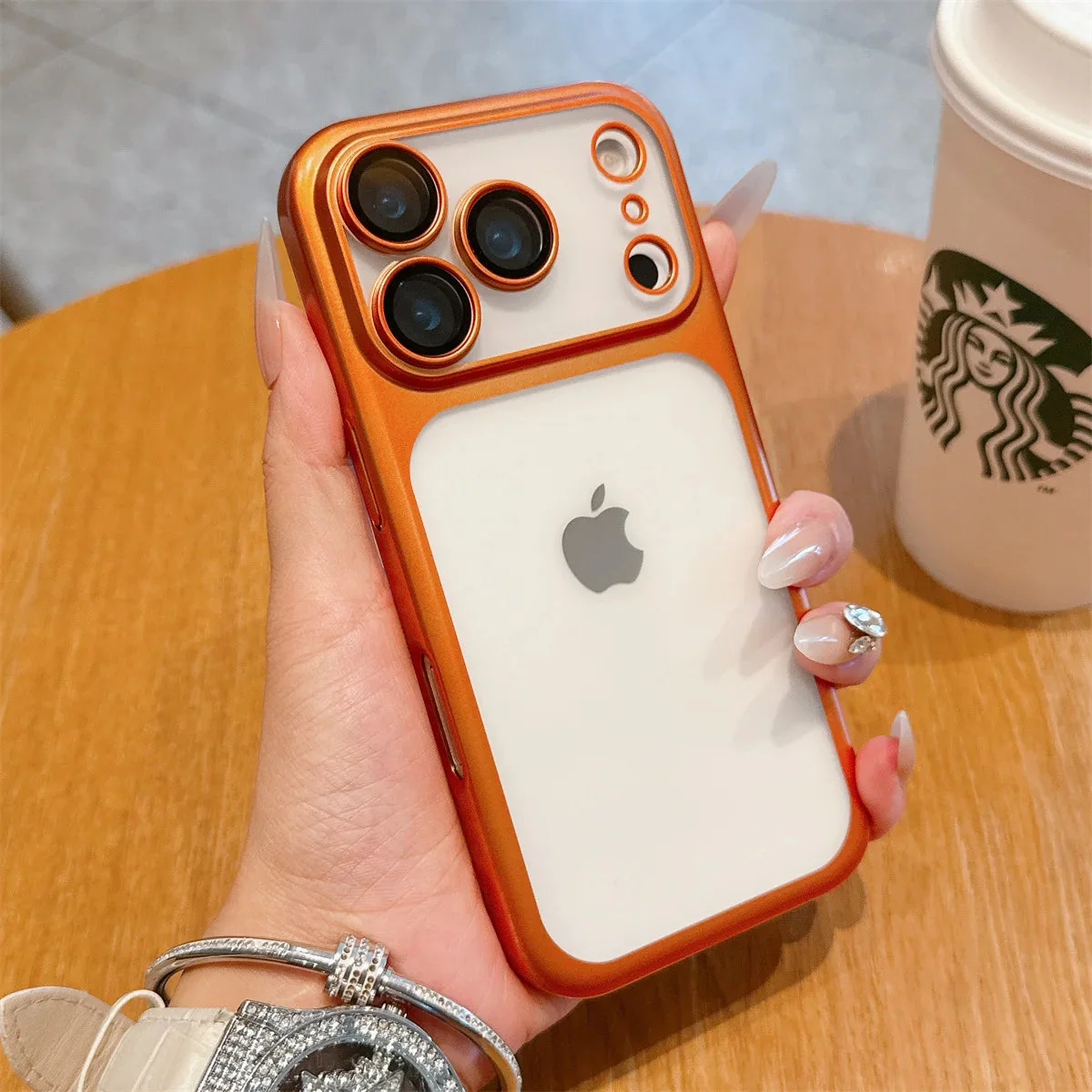 LuxuryKase Hybrid Frosted Clear Case | Matte Hard Back Cover | Metallic Frame | Shockproof Slim Design | Anti-Fingerprint | In-Built Camera Lens Protection For iPhone - Image 16