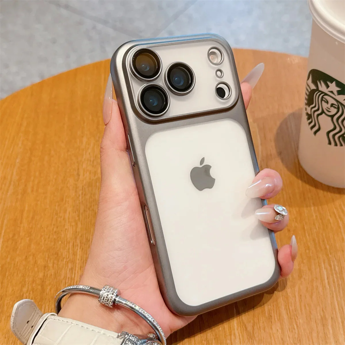 LuxuryKase Hybrid Frosted Clear Case | Matte Hard Back Cover | Metallic Frame | Shockproof Slim Design | Anti-Fingerprint | In-Built Camera Lens Protection For iPhone - Image 17