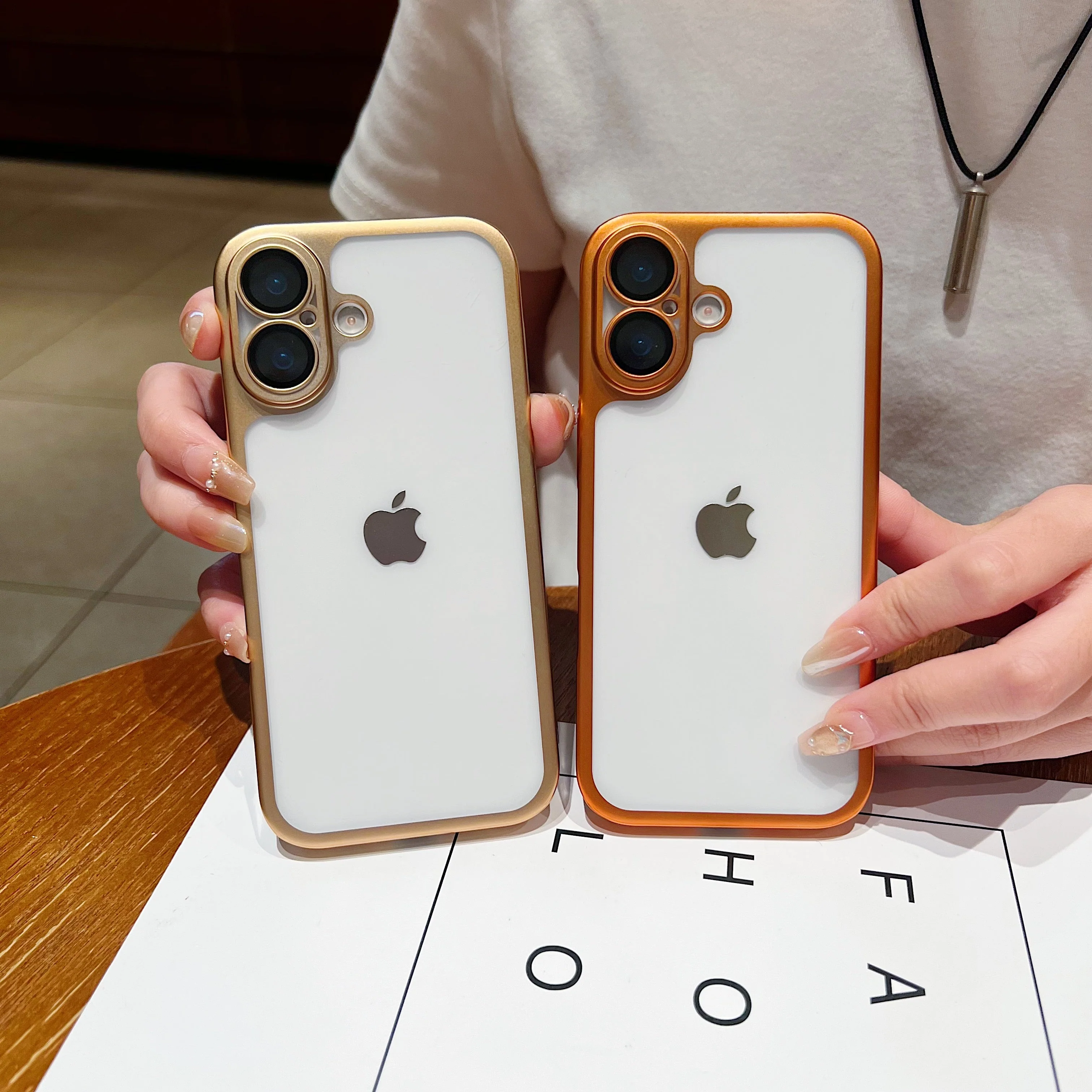 LuxuryKase Hybrid Frosted Clear Case | Matte Hard Back Cover | Metallic Frame | Shockproof Slim Design | Anti-Fingerprint | In-Built Camera Lens Protection For iPhone - Image 2