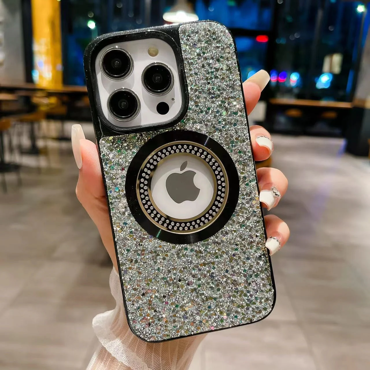 LuxuryKase LK083 Sparkling Powder Mag-Safe Wireless Charging Case for iPhone - Image 3