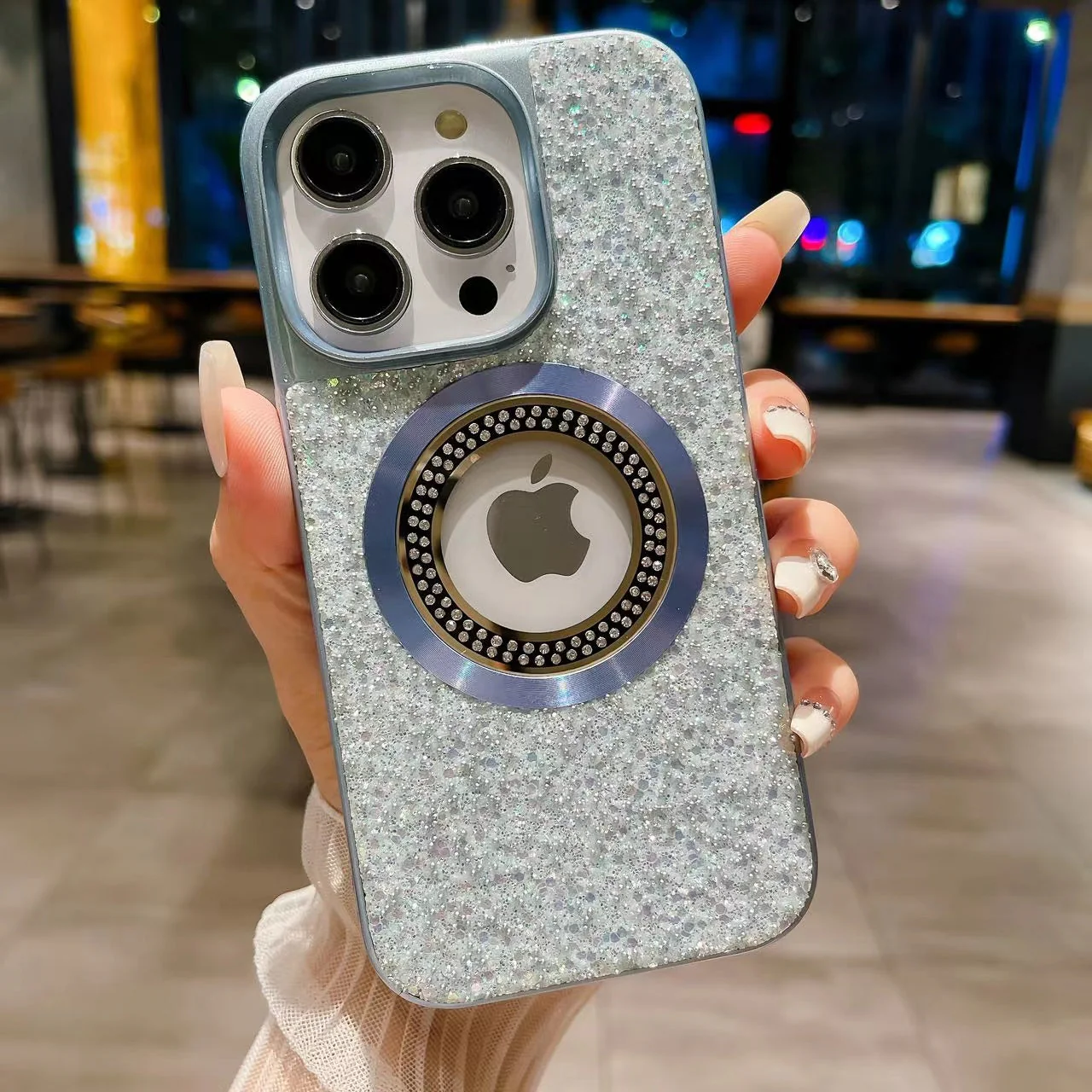 LuxuryKase LK083 Sparkling Powder Mag-Safe Wireless Charging Case for iPhone - Image 6