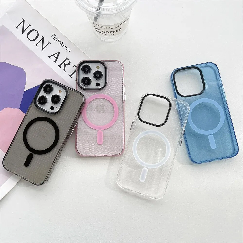 LuxuryKase LK085 Beehive Texture Magnetic Mag-Safe Wireless Charging Case Cover For iPhone
