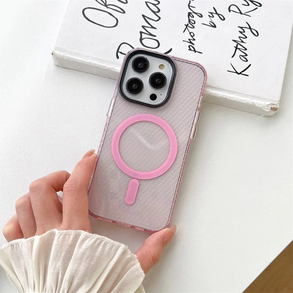 LuxuryKase LK085 Beehive Texture Magnetic Mag-Safe Wireless Charging Case Cover For iPhone - Image 12