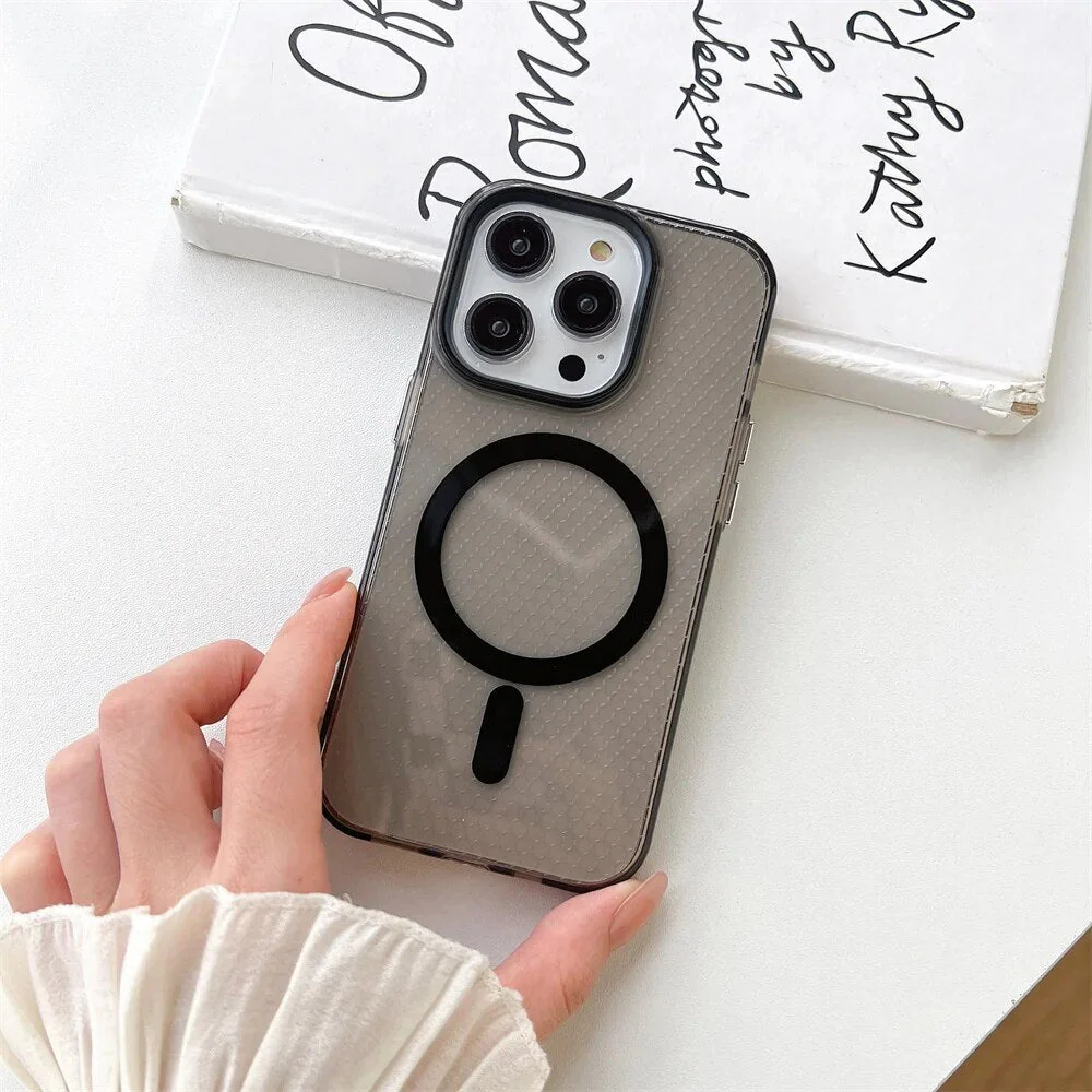 LuxuryKase LK085 Beehive Texture Magnetic Mag-Safe Wireless Charging Case Cover For iPhone - Image 3