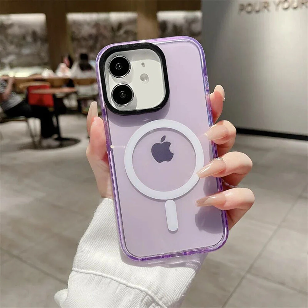 LuxuryKase LK087 Clear Fluorescent Magnetic Mag-safe Wireless Charging Bumper Case for iPhone - Image 14