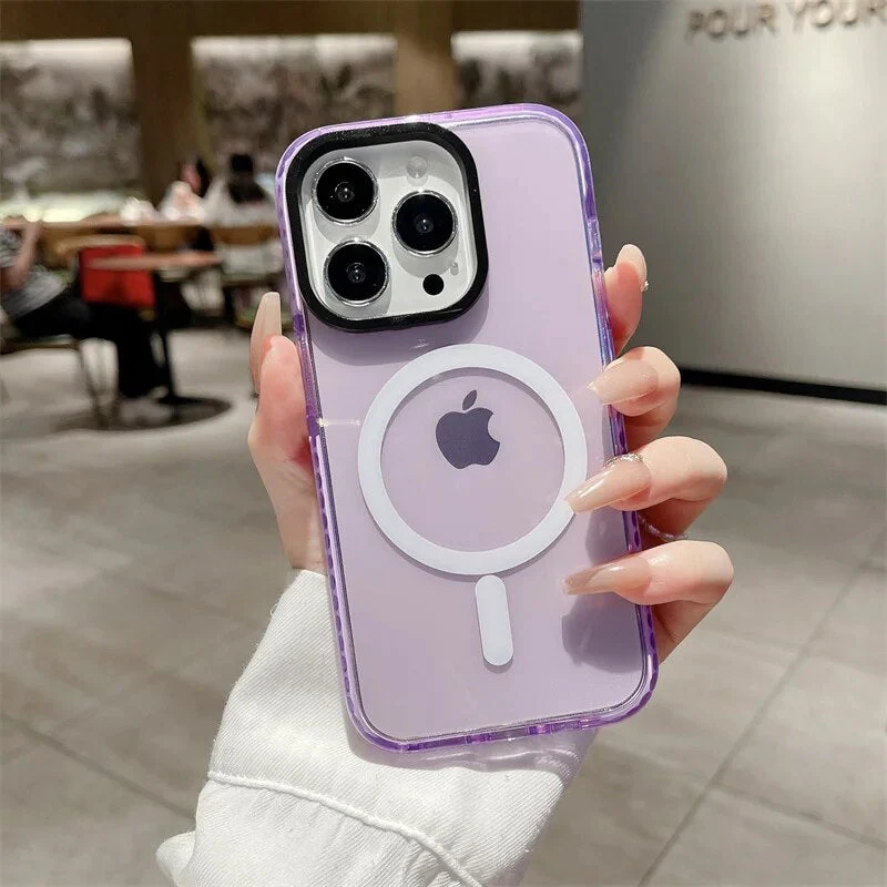 LuxuryKase LK087 Clear Fluorescent Magnetic Mag-safe Wireless Charging Bumper Case for iPhone - Image 15