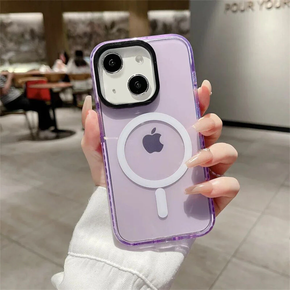 LuxuryKase LK087 Clear Fluorescent Magnetic Mag-safe Wireless Charging Bumper Case for iPhone - Image 16