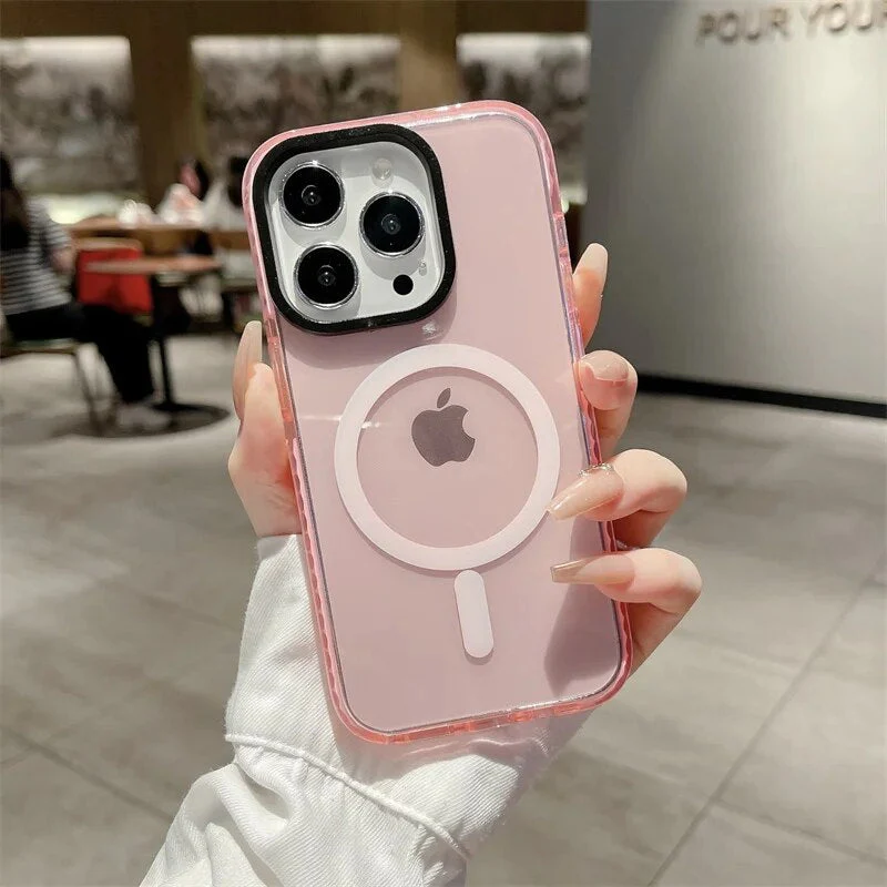 LuxuryKase LK087 Clear Fluorescent Magnetic Mag-safe Wireless Charging Bumper Case for iPhone - Image 18