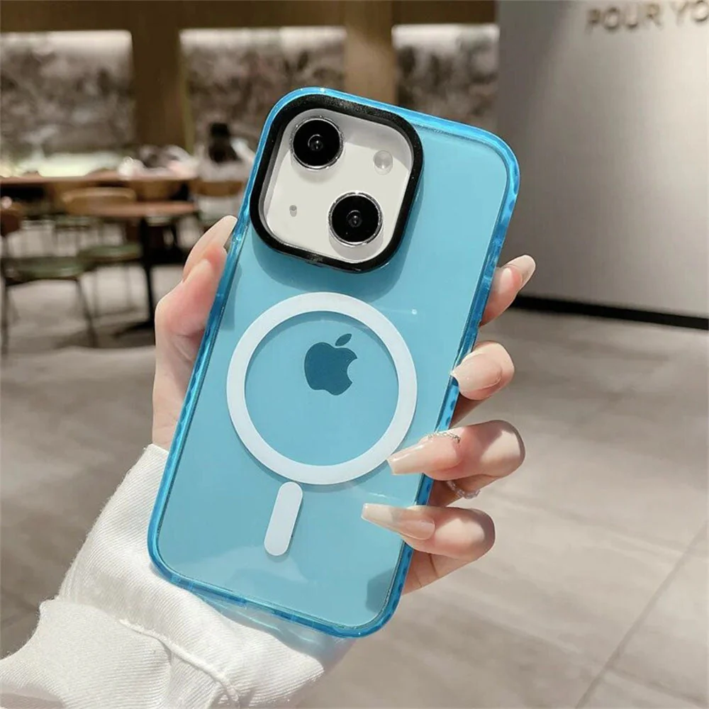 LuxuryKase LK087 Clear Fluorescent Magnetic Mag-safe Wireless Charging Bumper Case for iPhone - Image 7