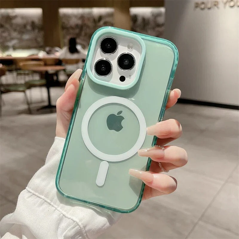 LuxuryKase LK087 Clear Fluorescent Magnetic Mag-safe Wireless Charging Bumper Case for iPhone - Image 9