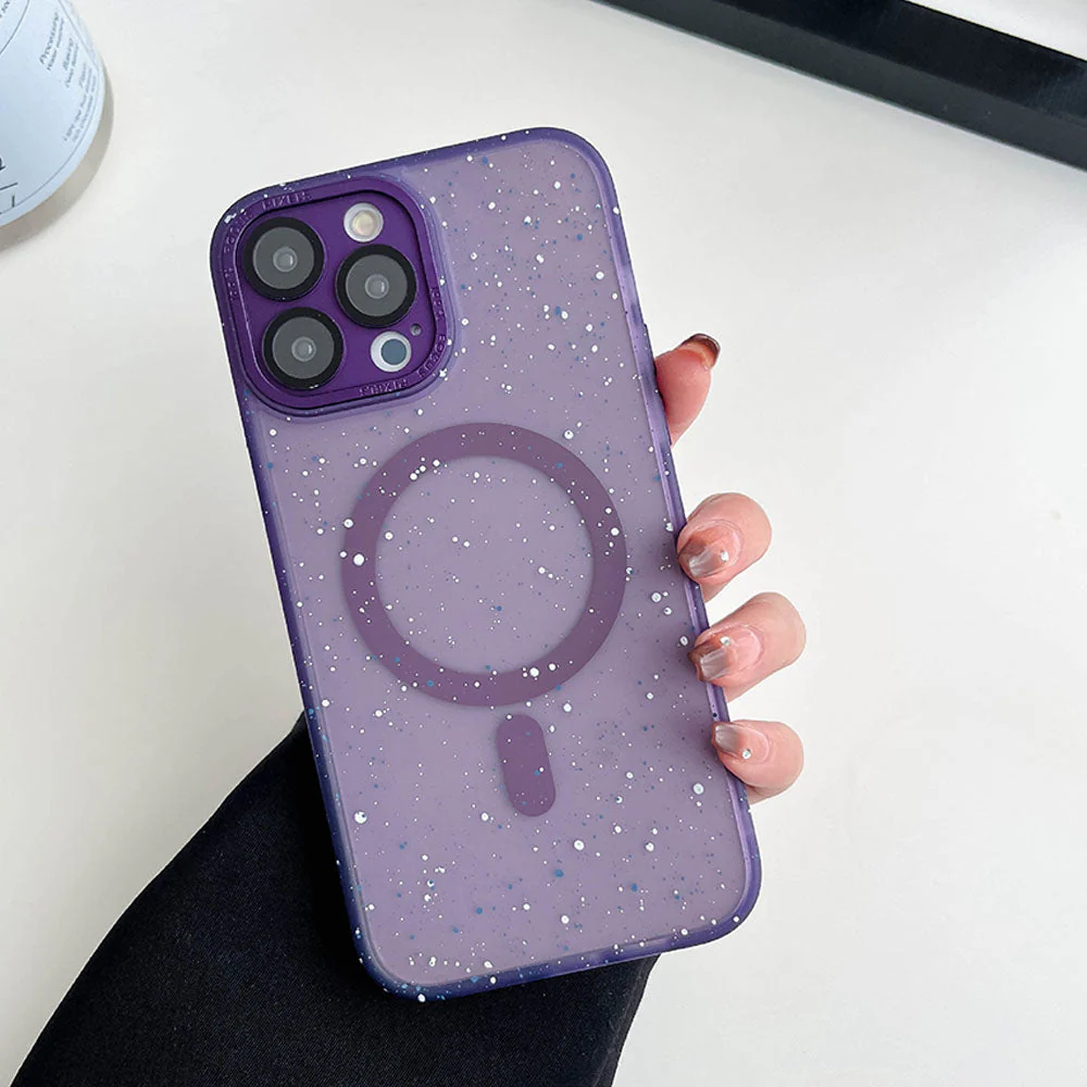 LuxuryKase LK098 Anti-Splash Ink Dot Painting Mag-Safe Magnetic Wireless Charging Case With Metal Camera Lens Protector for iPhone - Image 12