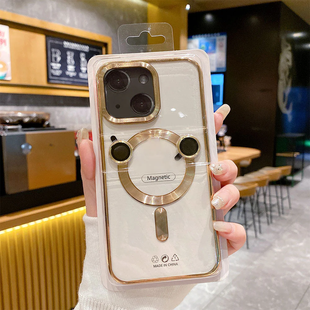 LuxuryKase LK102 Magnetic Mag-Safe Wireless Charging Transparent Case With Lens Film for iPhone - Image 10