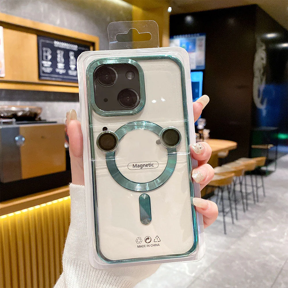 LuxuryKase LK102 Magnetic Mag-Safe Wireless Charging Transparent Case With Lens Film for iPhone - Image 16