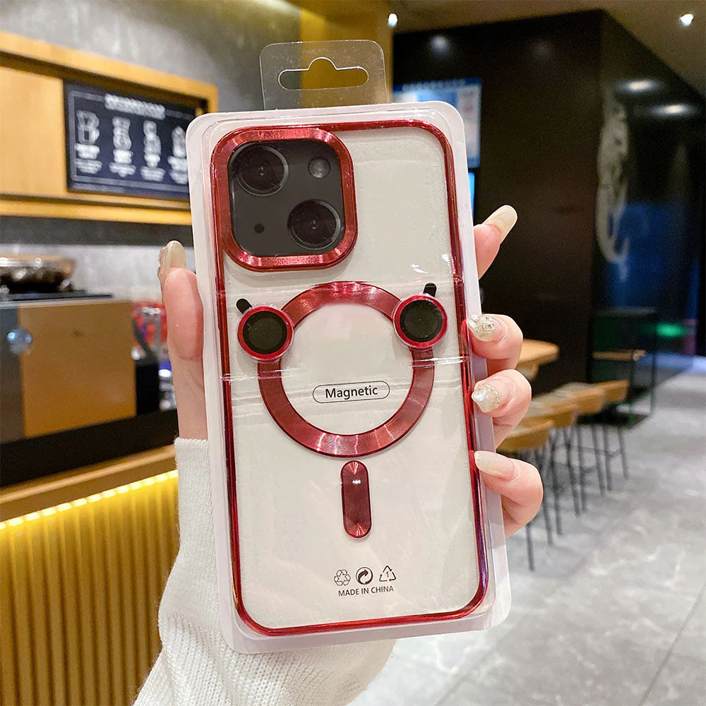 LuxuryKase LK102 Magnetic Mag-Safe Wireless Charging Transparent Case With Lens Film for iPhone - Image 19