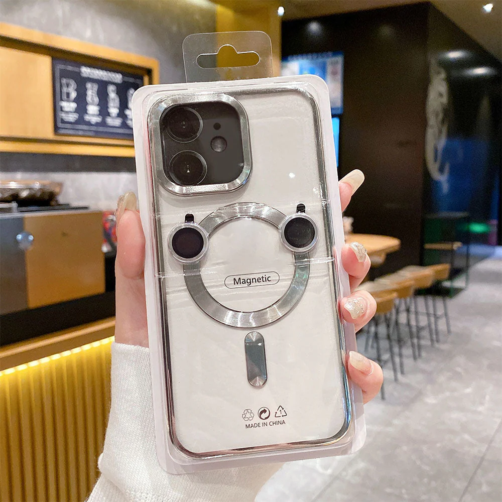 LuxuryKase LK102 Magnetic Mag-Safe Wireless Charging Transparent Case With Lens Film for iPhone - Image 20