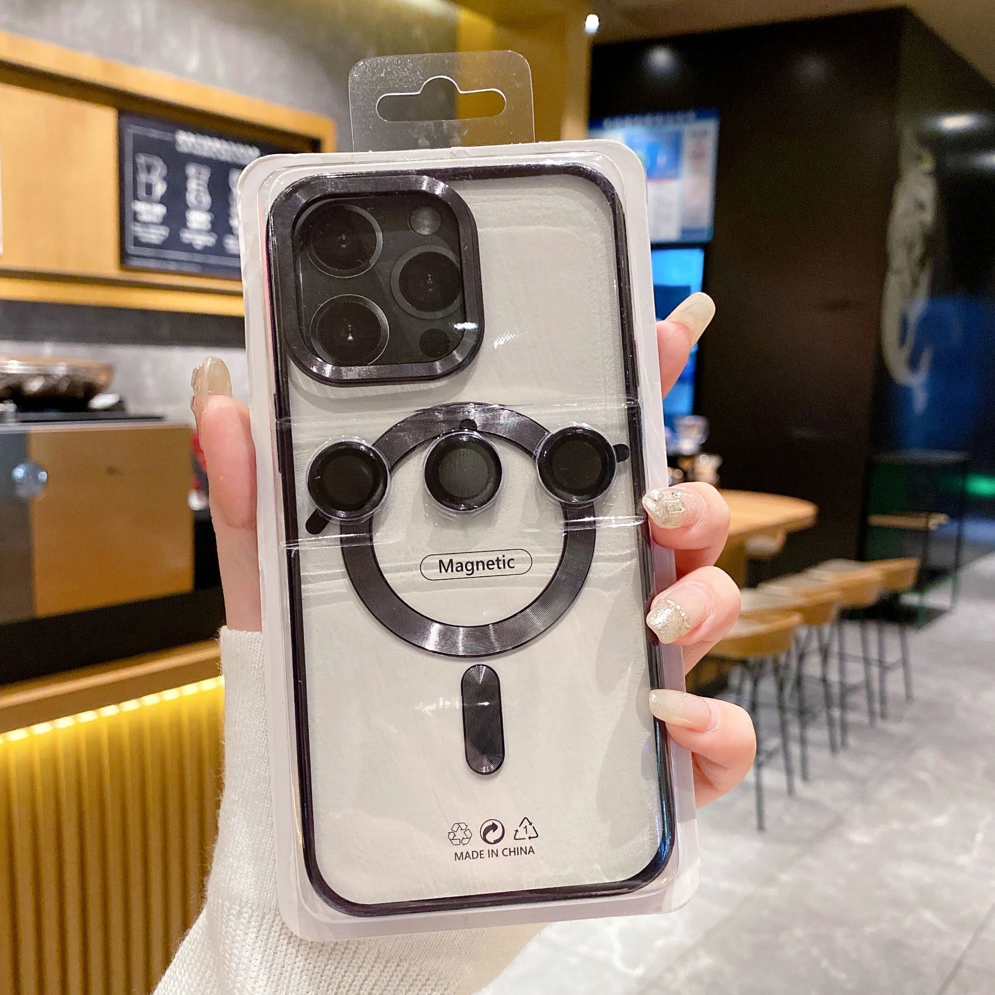 LuxuryKase LK102 Magnetic Mag-Safe Wireless Charging Transparent Case With Lens Film for iPhone - Image 3