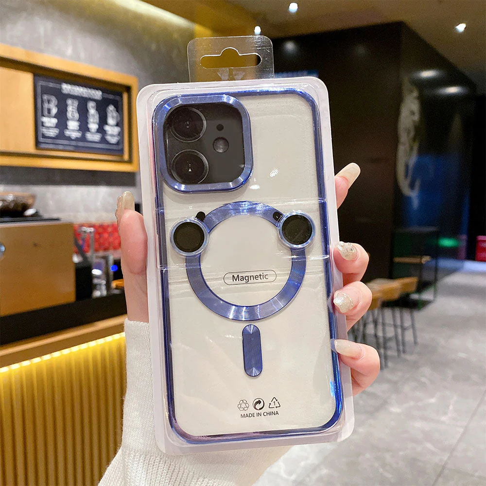 LuxuryKase LK102 Magnetic Mag-Safe Wireless Charging Transparent Case With Lens Film for iPhone - Image 5