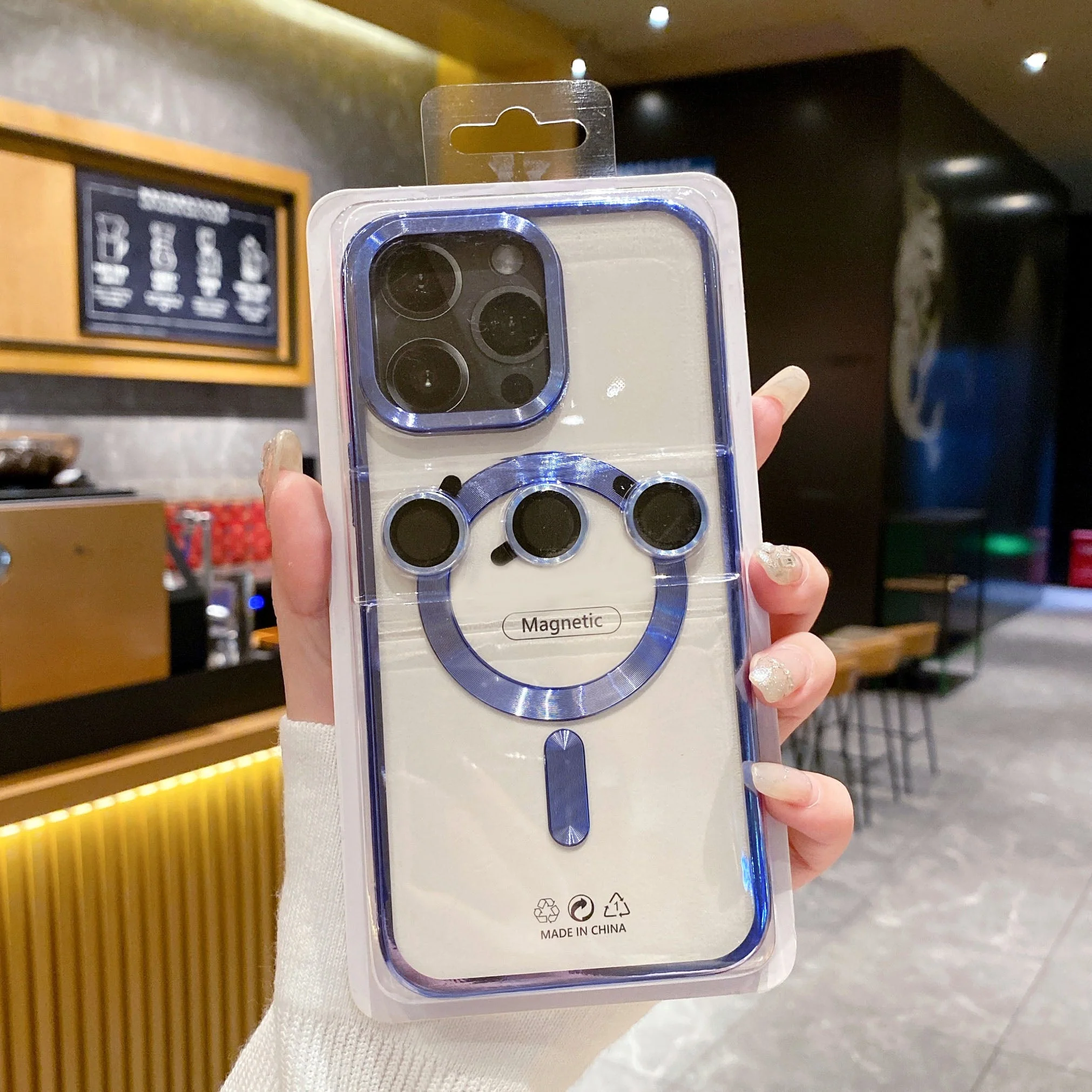 LuxuryKase LK102 Magnetic Mag-Safe Wireless Charging Transparent Case With Lens Film for iPhone - Image 6