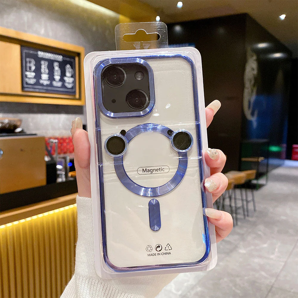 LuxuryKase LK102 Magnetic Mag-Safe Wireless Charging Transparent Case With Lens Film for iPhone - Image 7