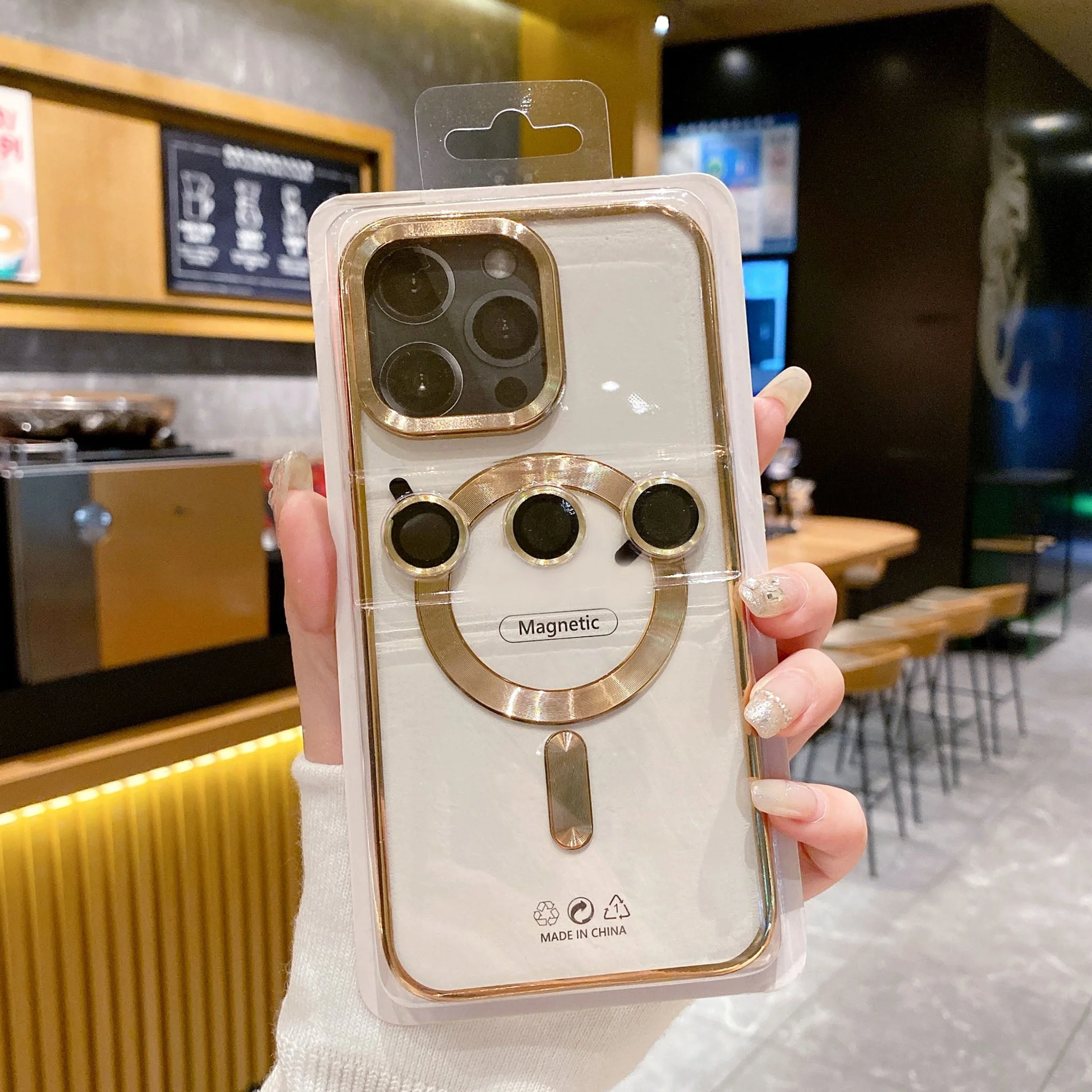 LuxuryKase LK102 Magnetic Mag-Safe Wireless Charging Transparent Case With Lens Film for iPhone - Image 9