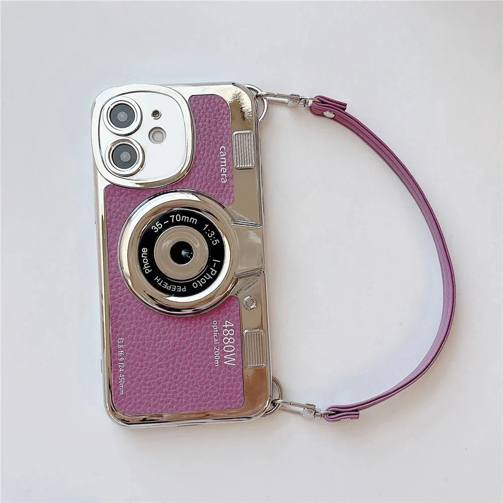LuxuryKase LK106 3D Japan Korean Leather Pattern Protective Case With Hand Strap Case Cover for iPhone Series - Image 14