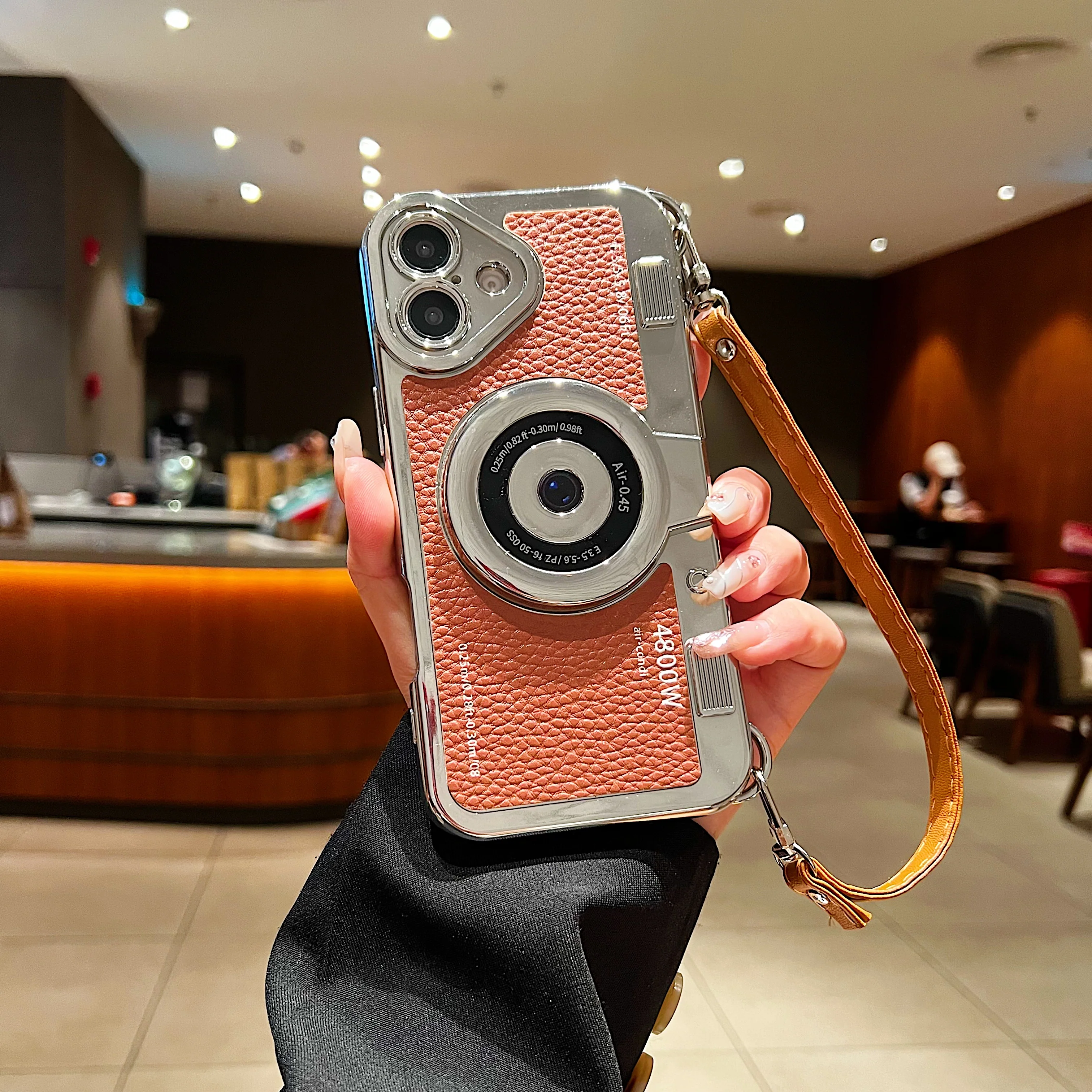 LuxuryKase LK106 3D Japan Korean Leather Pattern Protective Case With Hand Strap Case Cover for iPhone Series - Image 24
