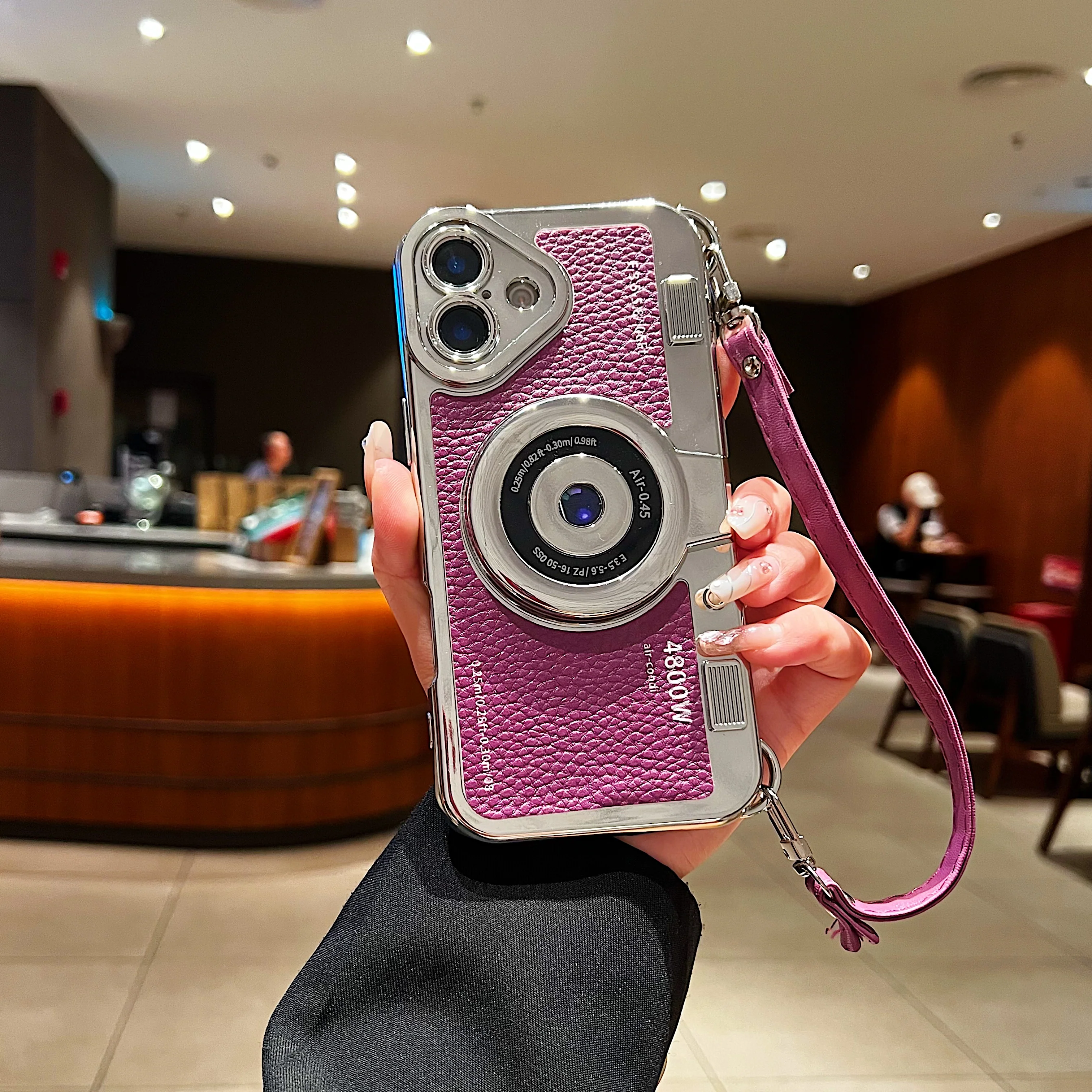 LuxuryKase LK106 3D Japan Korean Leather Pattern Protective Case With Hand Strap Case Cover for iPhone Series - Image 27