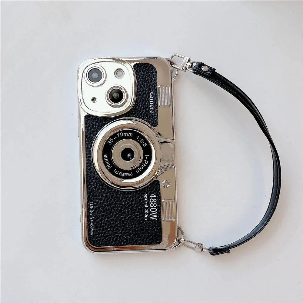 LuxuryKase LK106 3D Japan Korean Leather Pattern Protective Case With Hand Strap Case Cover for iPhone Series - Image 4