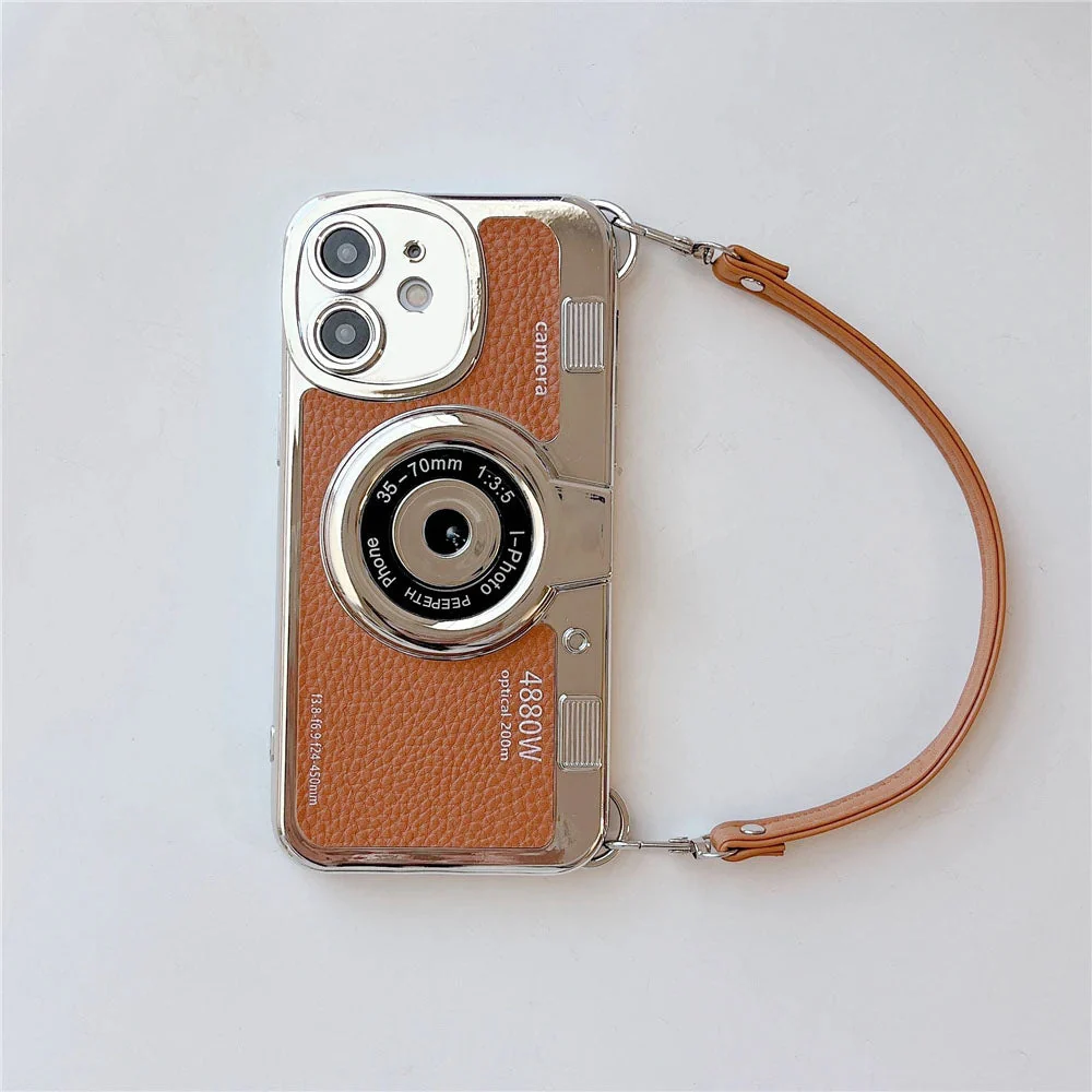 LuxuryKase LK106 3D Japan Korean Leather Pattern Protective Case With Hand Strap Case Cover for iPhone Series - Image 5