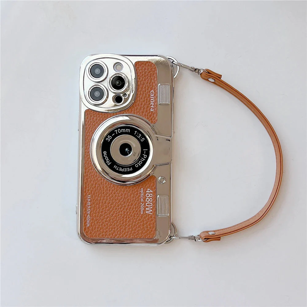 LuxuryKase LK106 3D Japan Korean Leather Pattern Protective Case With Hand Strap Case Cover for iPhone Series - Image 6