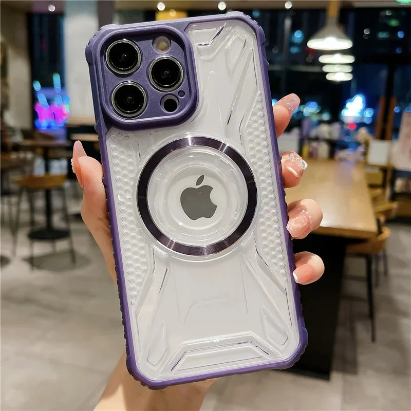 LuxuryKase LK108 Soft Silicone Frame PC Transparent Backplane Wireless Charging Mag-Safe Case Cover For iPhone - Image 12