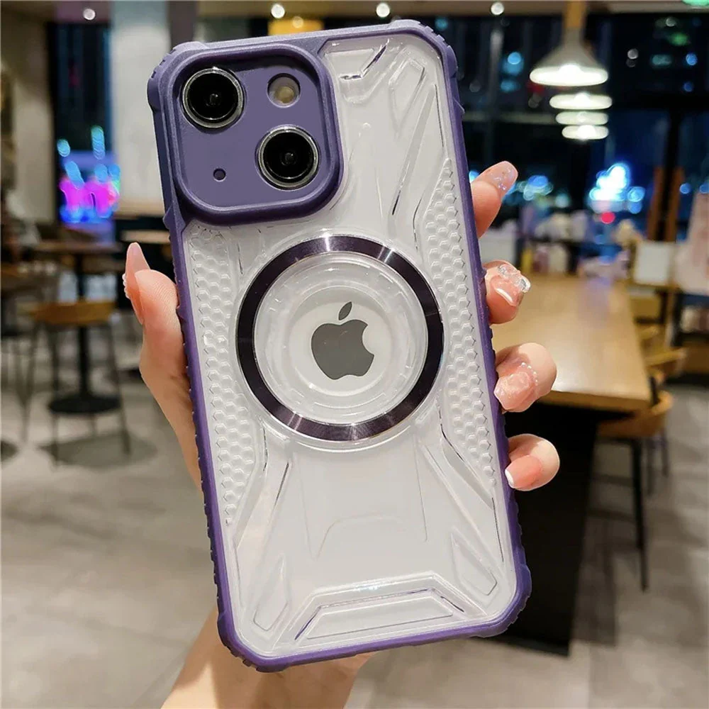 LuxuryKase LK108 Soft Silicone Frame PC Transparent Backplane Wireless Charging Mag-Safe Case Cover For iPhone - Image 13