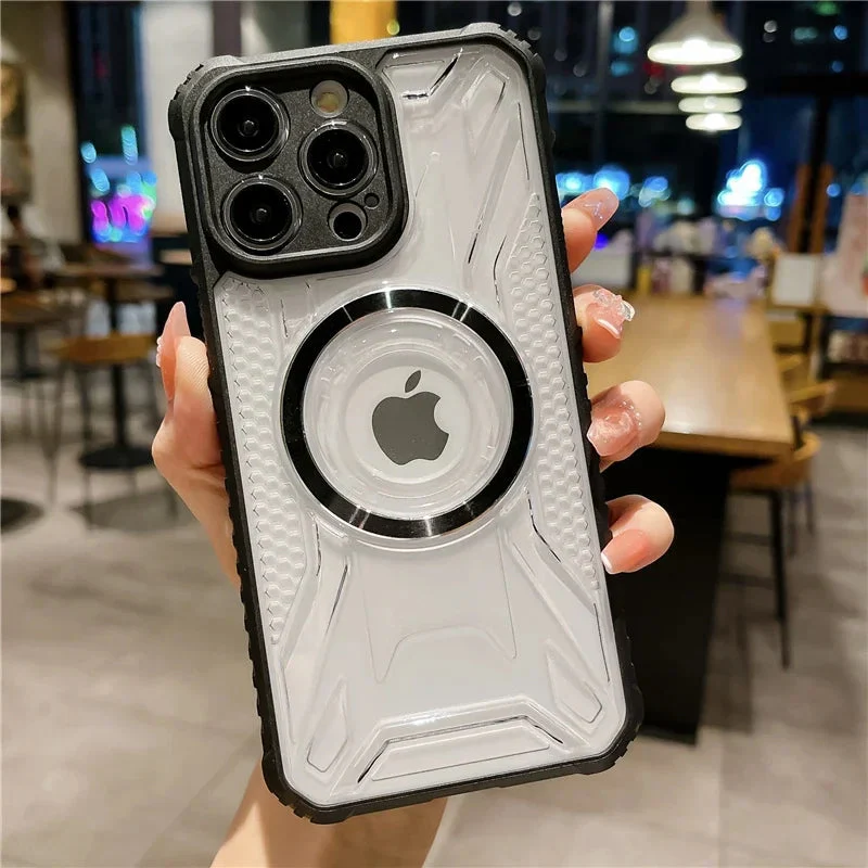 LuxuryKase LK108 Soft Silicone Frame PC Transparent Backplane Wireless Charging Mag-Safe Case Cover For iPhone - Image 3
