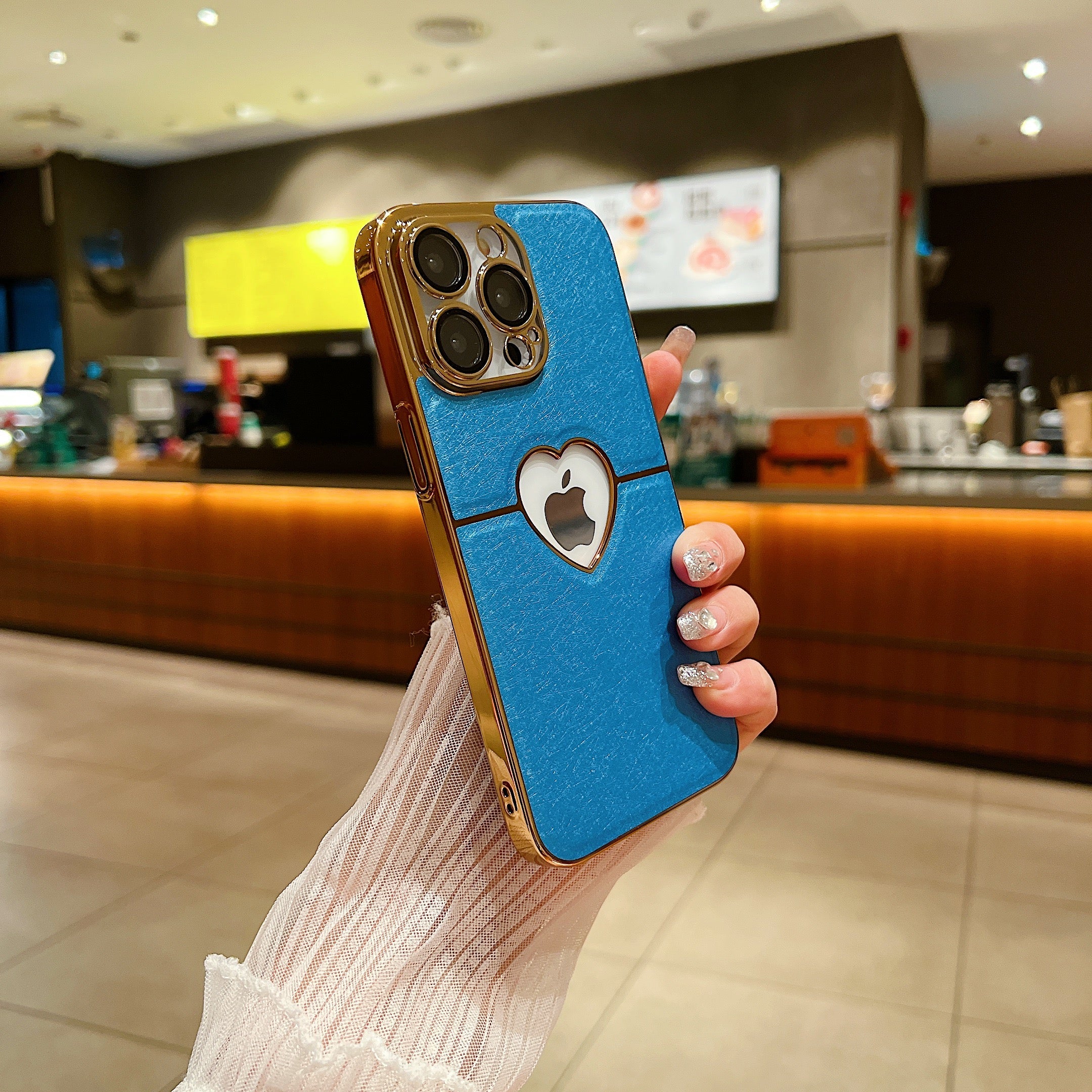 LuxuryKase LK110 Precision Heart Hole Leather Case with Lens Protection for iPhone - Image 6