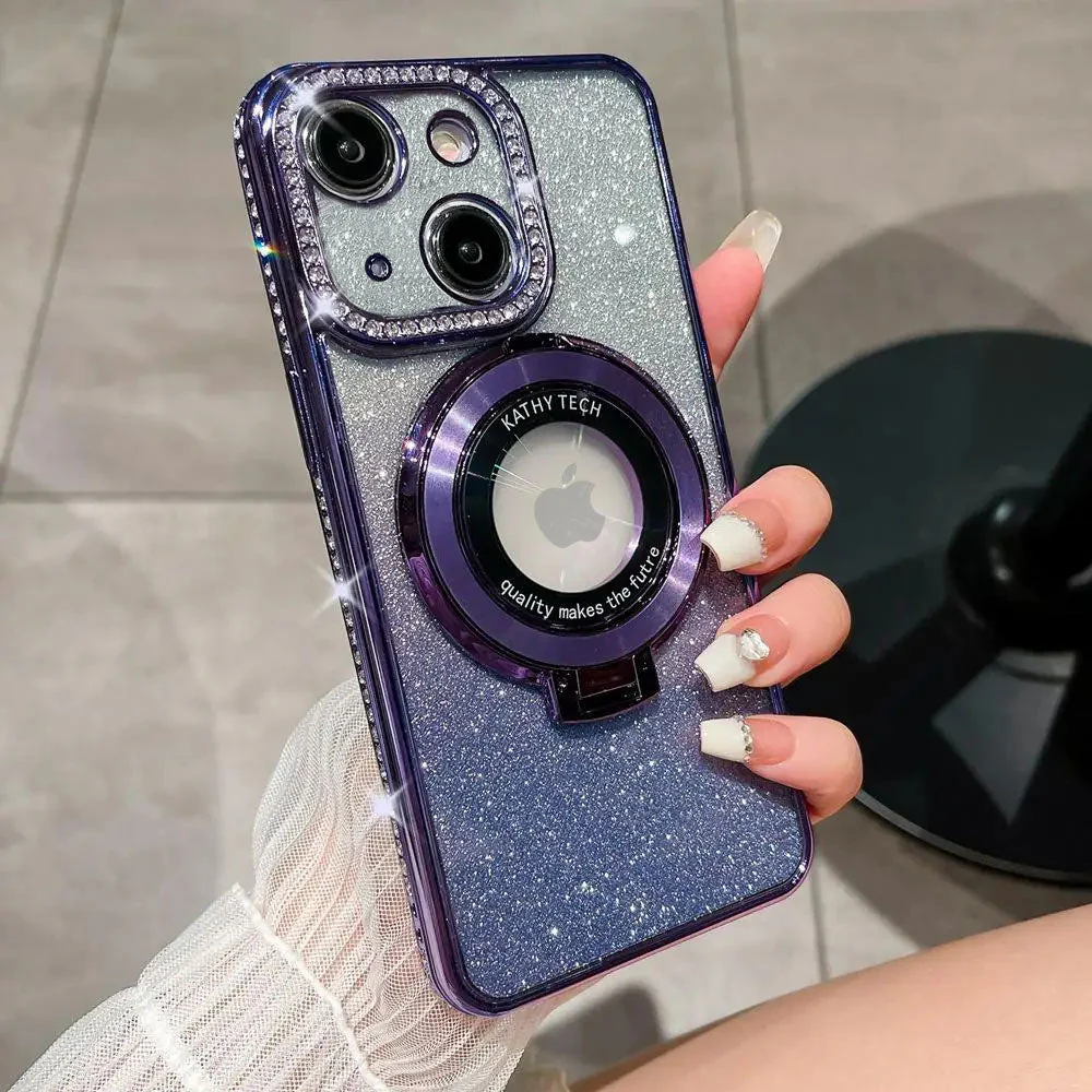 LuxuryKase LK111 Glitter Diamond Bracket Magnetic Holder Stand Mag-Safe Case For iPhone - Image 13