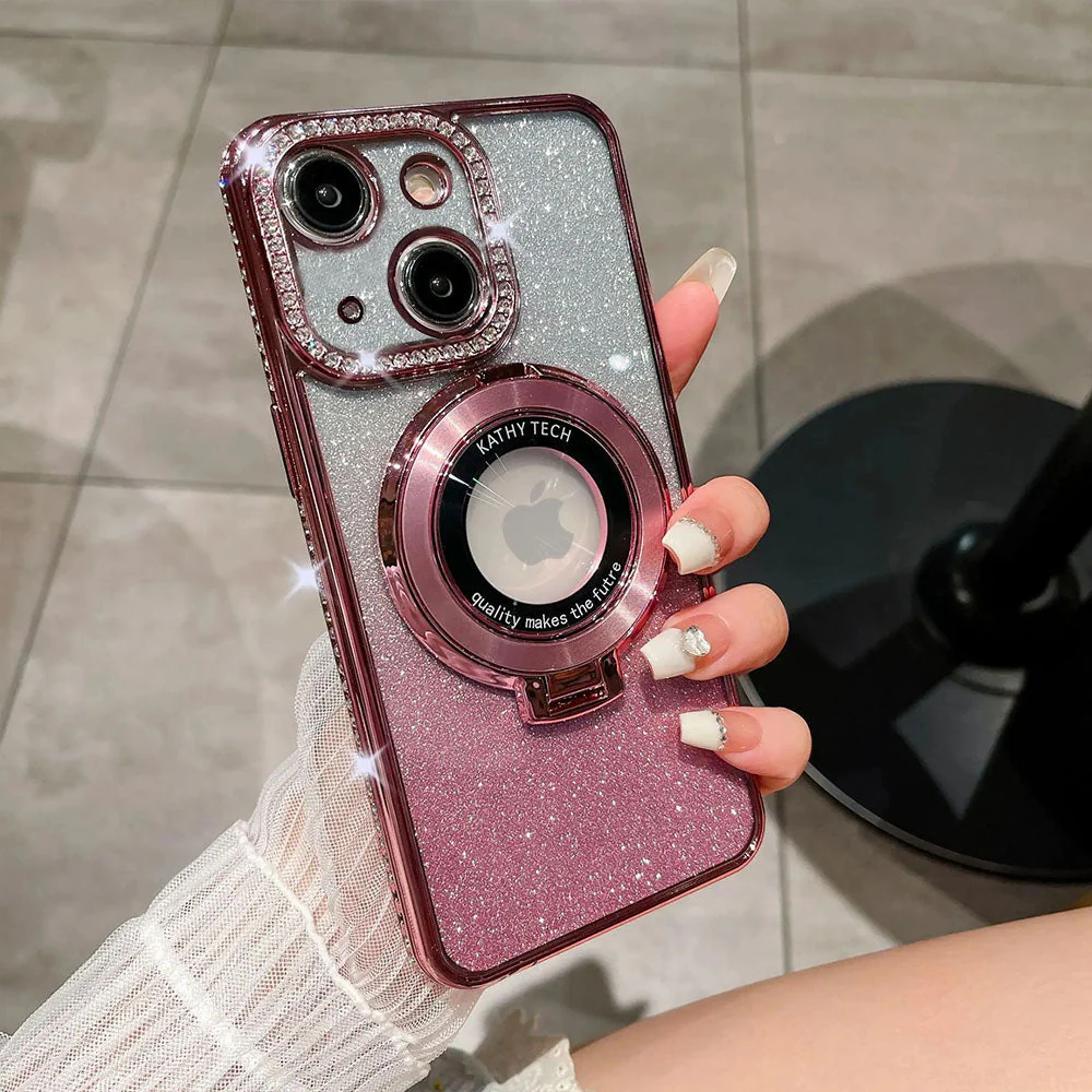 LuxuryKase LK111 Glitter Diamond Bracket Magnetic Holder Stand Mag-Safe Case For iPhone - Image 16