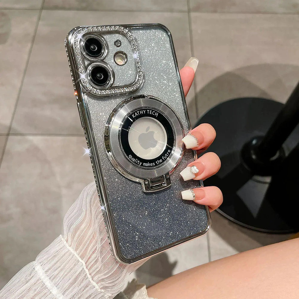 LuxuryKase LK111 Glitter Diamond Bracket Magnetic Holder Stand Mag-Safe Case For iPhone - Image 17