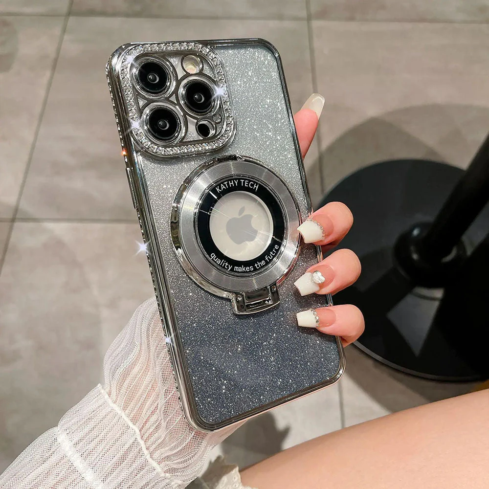 LuxuryKase LK111 Glitter Diamond Bracket Magnetic Holder Stand Mag-Safe Case For iPhone - Image 18