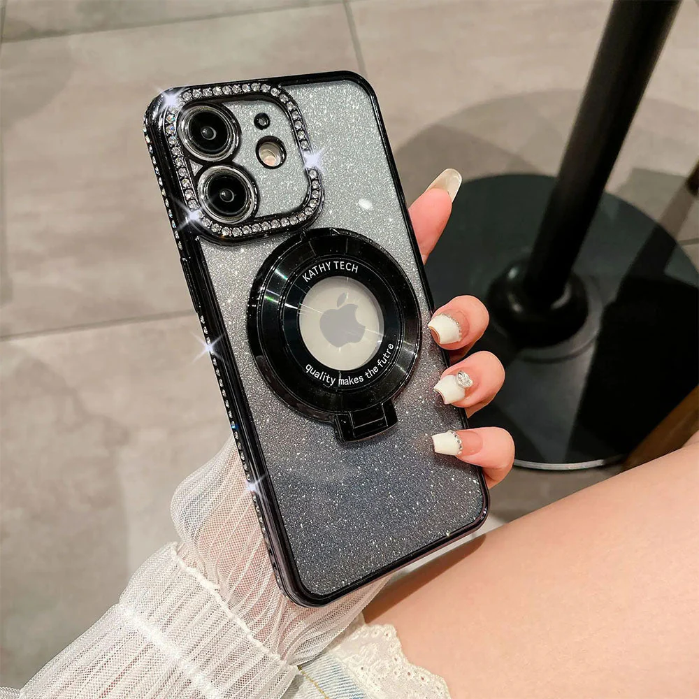 LuxuryKase LK111 Glitter Diamond Bracket Magnetic Holder Stand Mag-Safe Case For iPhone - Image 2