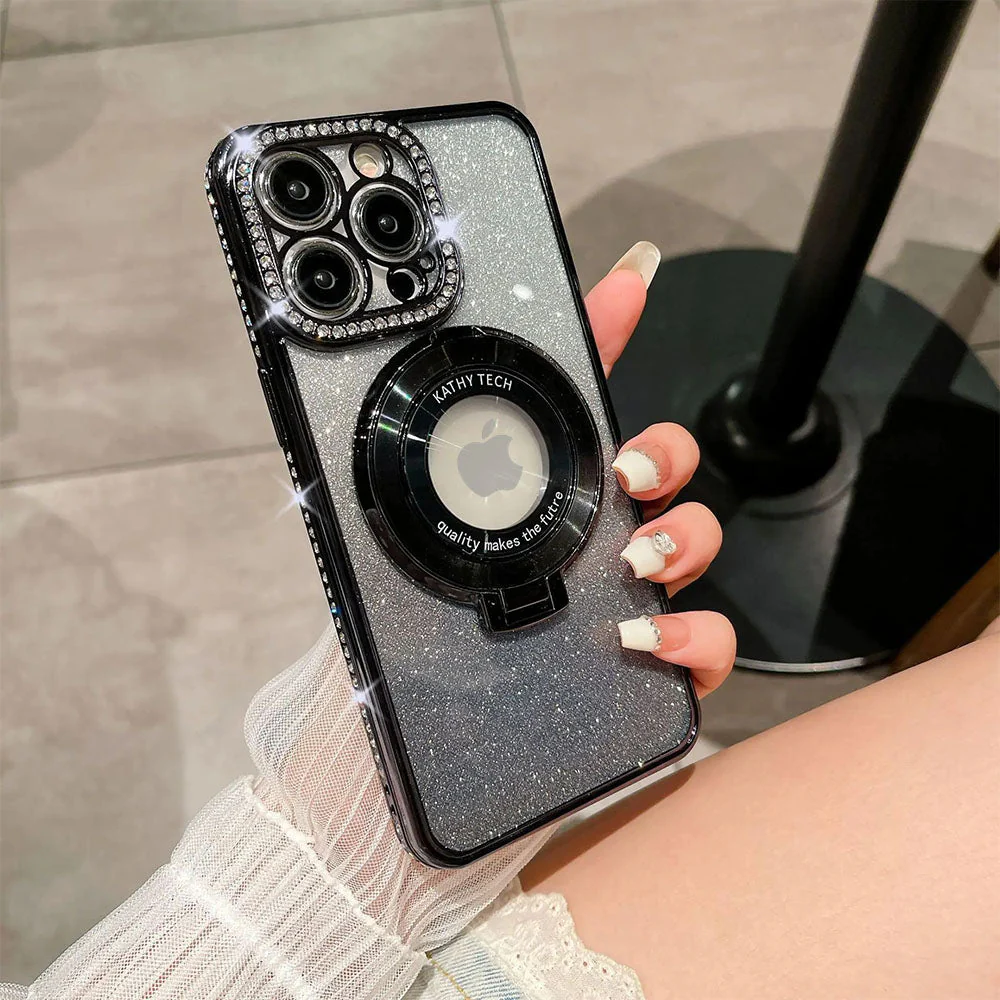 LuxuryKase LK111 Glitter Diamond Bracket Magnetic Holder Stand Mag-Safe Case For iPhone - Image 3