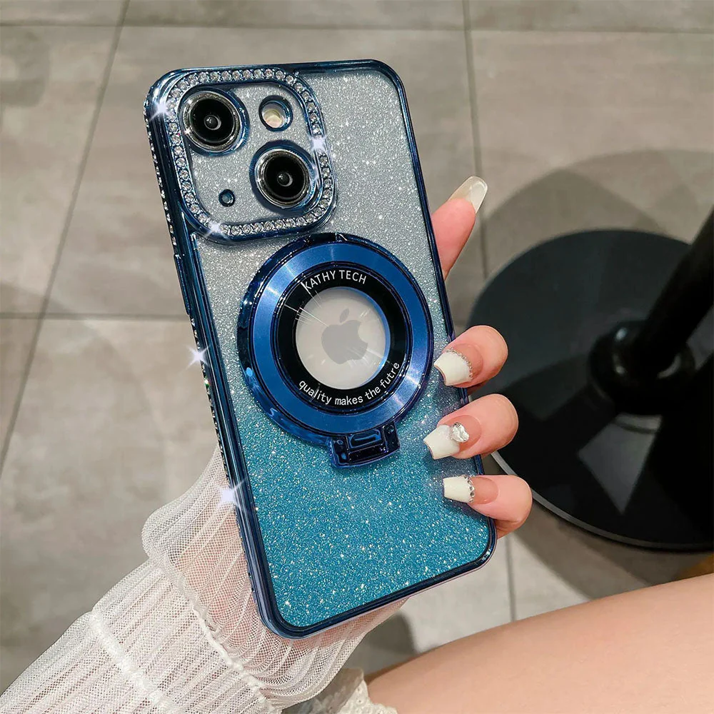 LuxuryKase LK111 Glitter Diamond Bracket Magnetic Holder Stand Mag-Safe Case For iPhone - Image 7