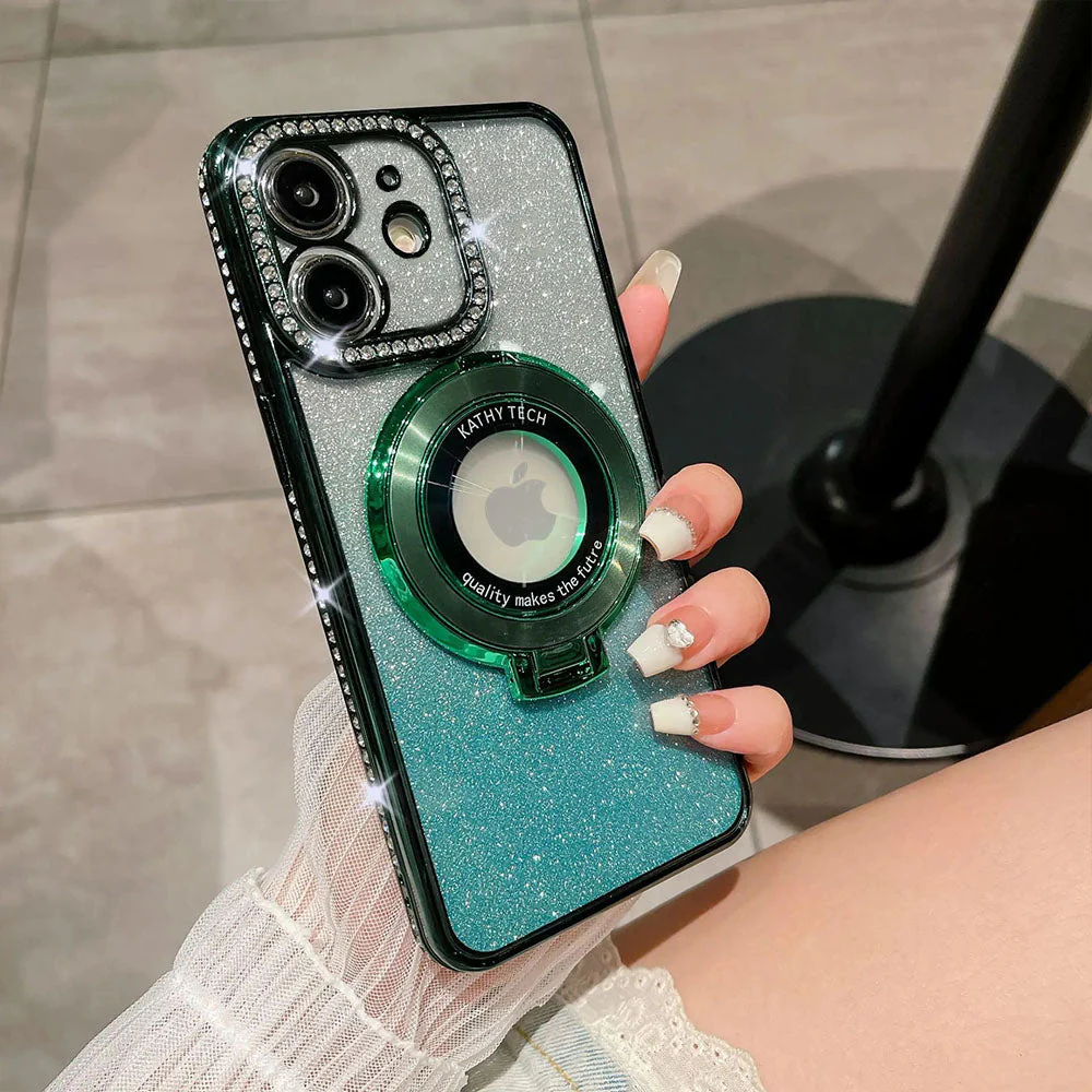 LuxuryKase LK111 Glitter Diamond Bracket Magnetic Holder Stand Mag-Safe Case For iPhone - Image 8
