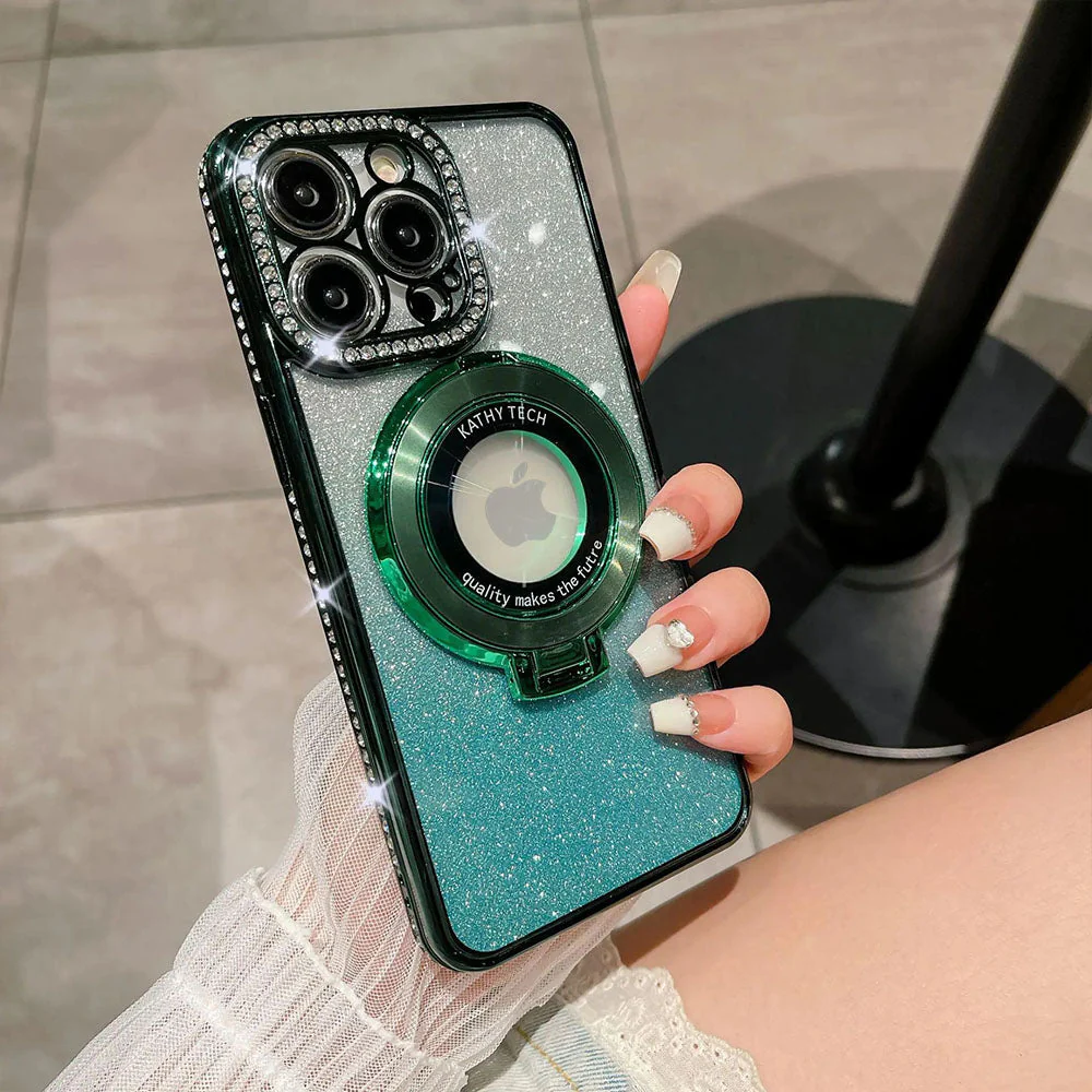 LuxuryKase LK111 Glitter Diamond Bracket Magnetic Holder Stand Mag-Safe Case For iPhone - Image 9
