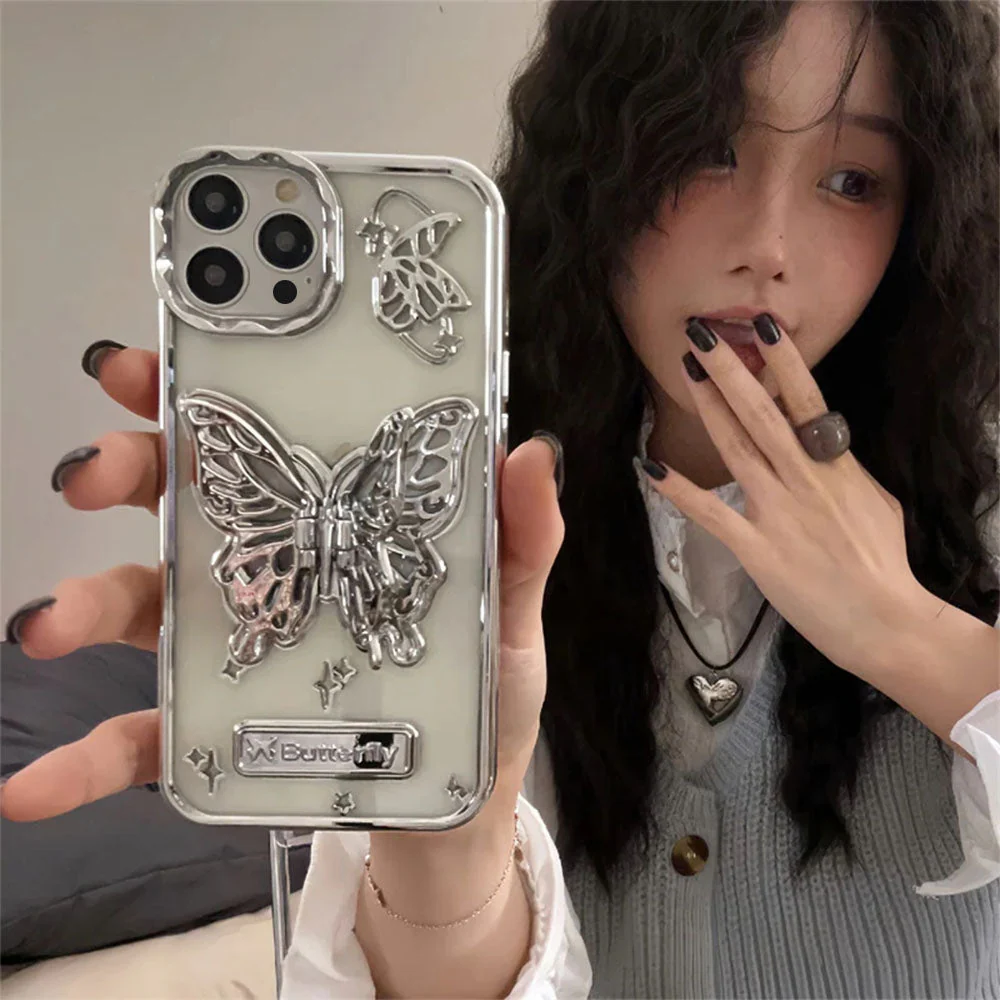 LuxuryKase LK113 Electroplate Solid Butterfly Holder Girl Case For iPhone - Image 9