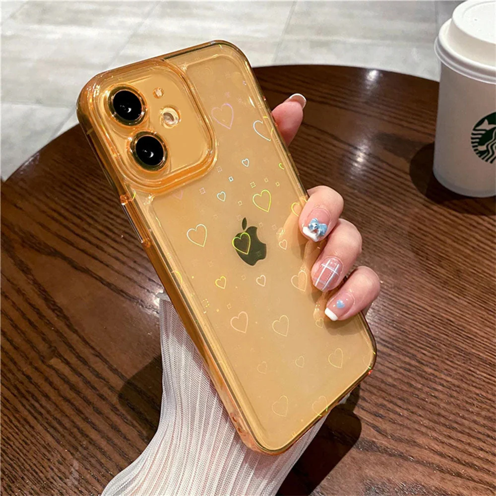LuxuryKase LK121 3D Laser Glitter Love Heart Transparent Case For iPhone - Image 14