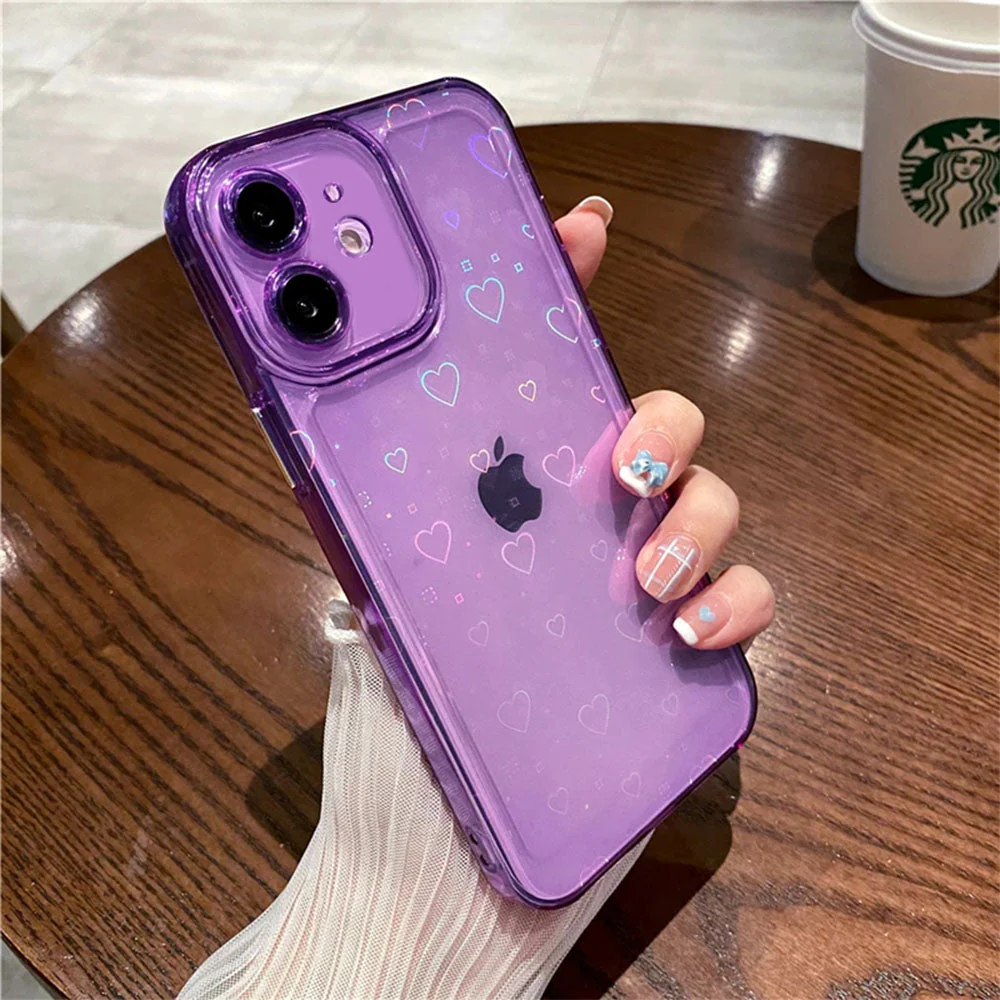 LuxuryKase LK121 3D Laser Glitter Love Heart Transparent Case For iPhone - Image 17