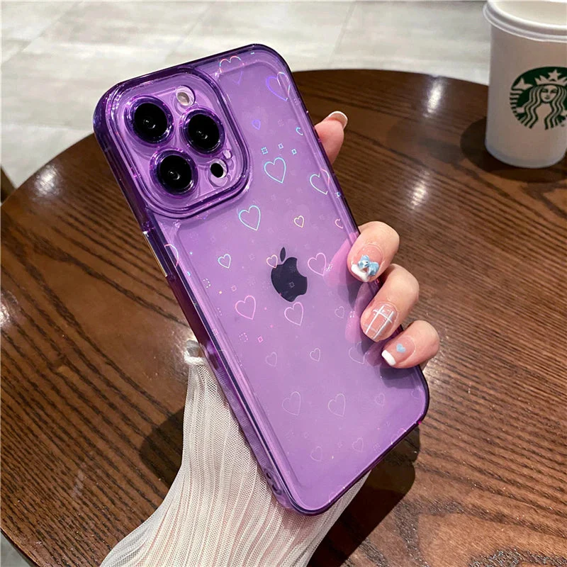 LuxuryKase LK121 3D Laser Glitter Love Heart Transparent Case For iPhone - Image 18